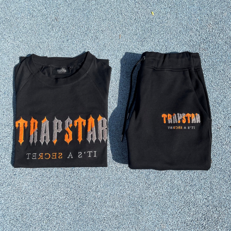 Trapstar Chenille Short Tracksuit Black (orange) Y2K Supplier